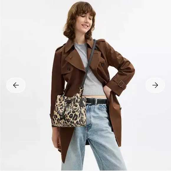 Coach Rowen Bucket Bag with Leopard Print -CCD03 - Picture 3 of 14